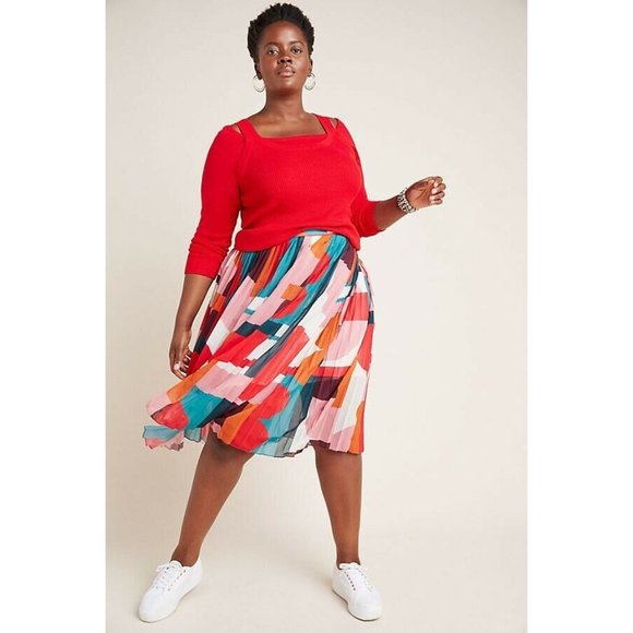 Anthropologie Jamie Bright Red Open Shoulder Sweater Top Plus 2X $98 New NWT HTF - Picture 2 of 4